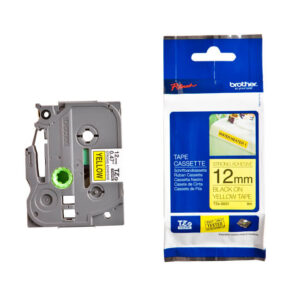 cinta brother tze 631 original – negro sobre amarillo 12 mm x 8 m