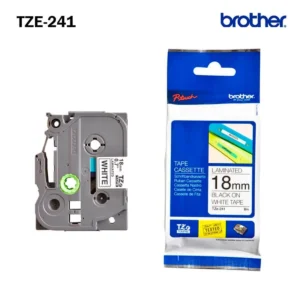 cinta brother tze s241 original – negro sobre blanco 18 mm x 8 m