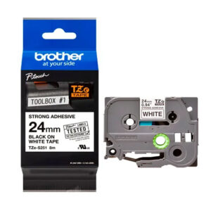 cinta brother tze s251 original – negro sobre blanco 24 mm x 8 m