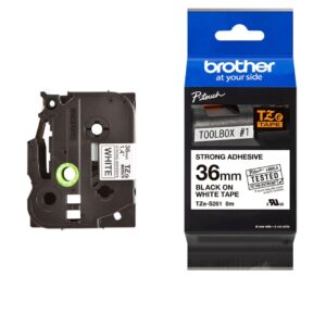 cinta brother tze s261 original – negro sobre blanco 36 mm x 8 m