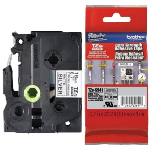 cinta brother tze s941 original – negro sobre plateado mate 18 mm