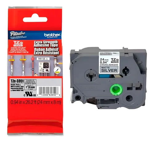 cinta brother tze s951 original – negro sobre plateado mate 24 mm cinta brother tze s951 original – negro sobre plateado mate 24 mm