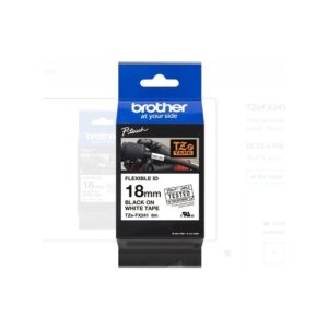 Cinta Brother TZe-FX241 flexible original de 18 mm negro sobre blanco